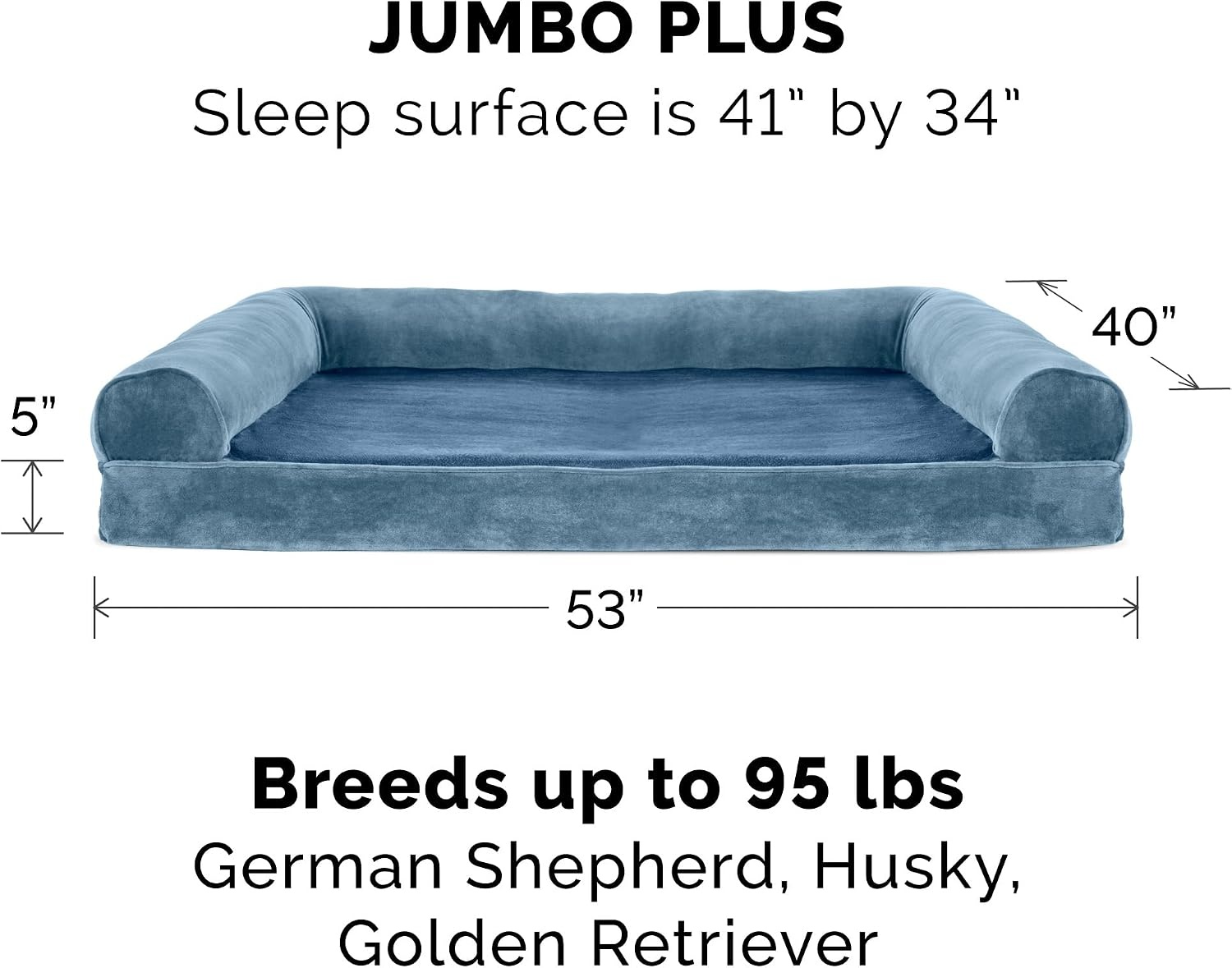 image:imageFurHaven Dog Bed Cover Replacement SofaStyle Design with Soft Breathable Fabric for Cozy Comfort Machine Washable Jumbo Plus XXL Plush amp Velvet Waves BrownstoneFaux Fur Velvet Harbor Blue