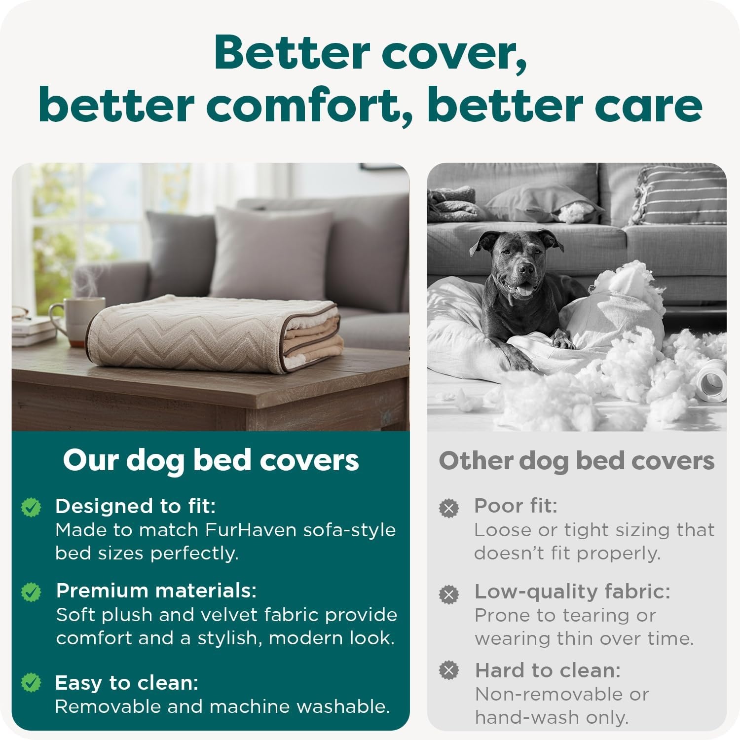 image:imageFurHaven Dog Bed Cover Replacement SofaStyle Design with Soft Breathable Fabric for Cozy Comfort Machine Washable Jumbo Plus XXL Plush amp Velvet Waves BrownstoneBrownstone
