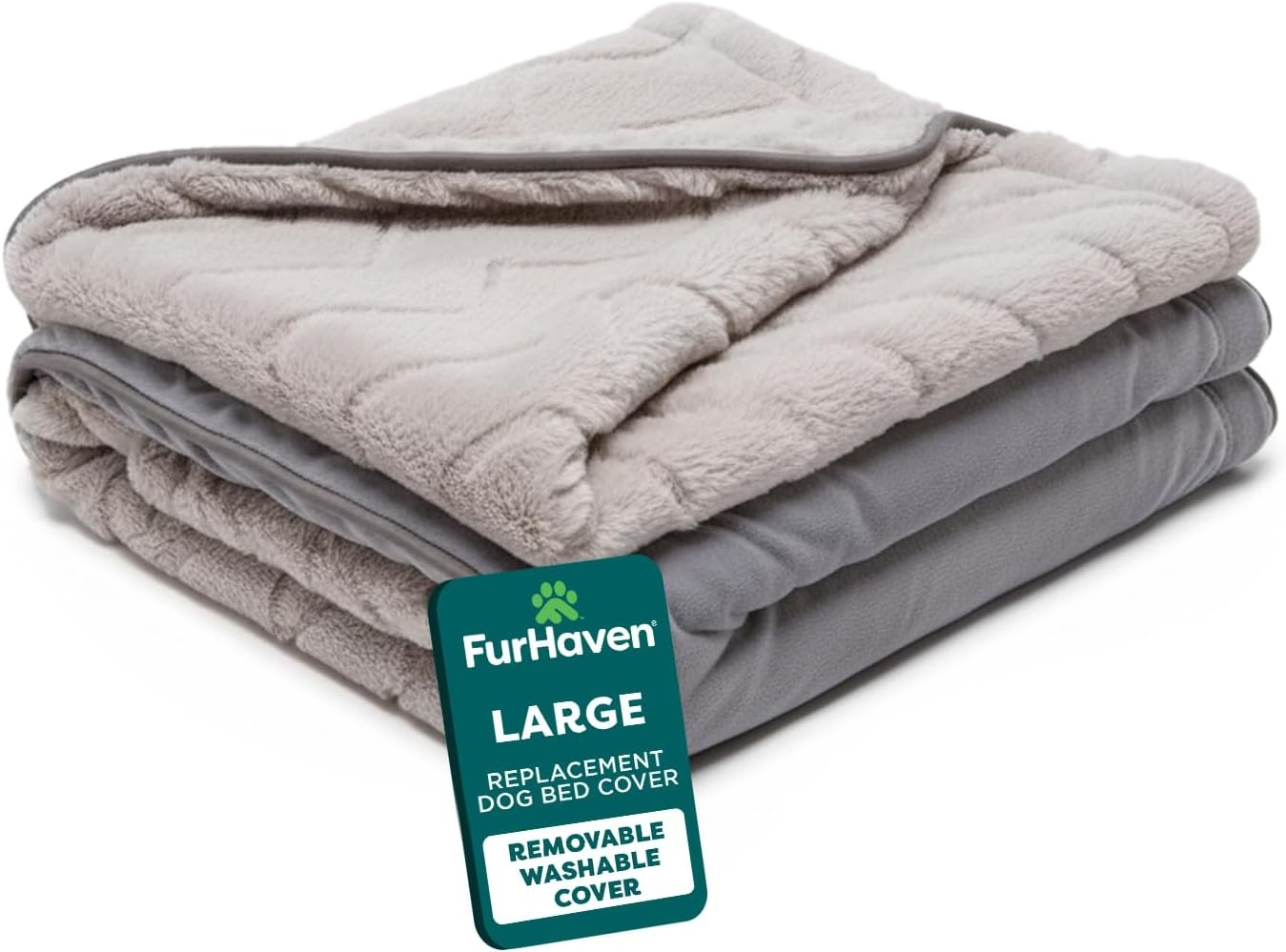 image:imageFurHaven Dog Bed Cover Replacement SofaStyle Design with Soft Breathable Fabric for Cozy Comfort Machine Washable Jumbo Plus XXL Plush amp Velvet Waves BrownstoneGranite Gray