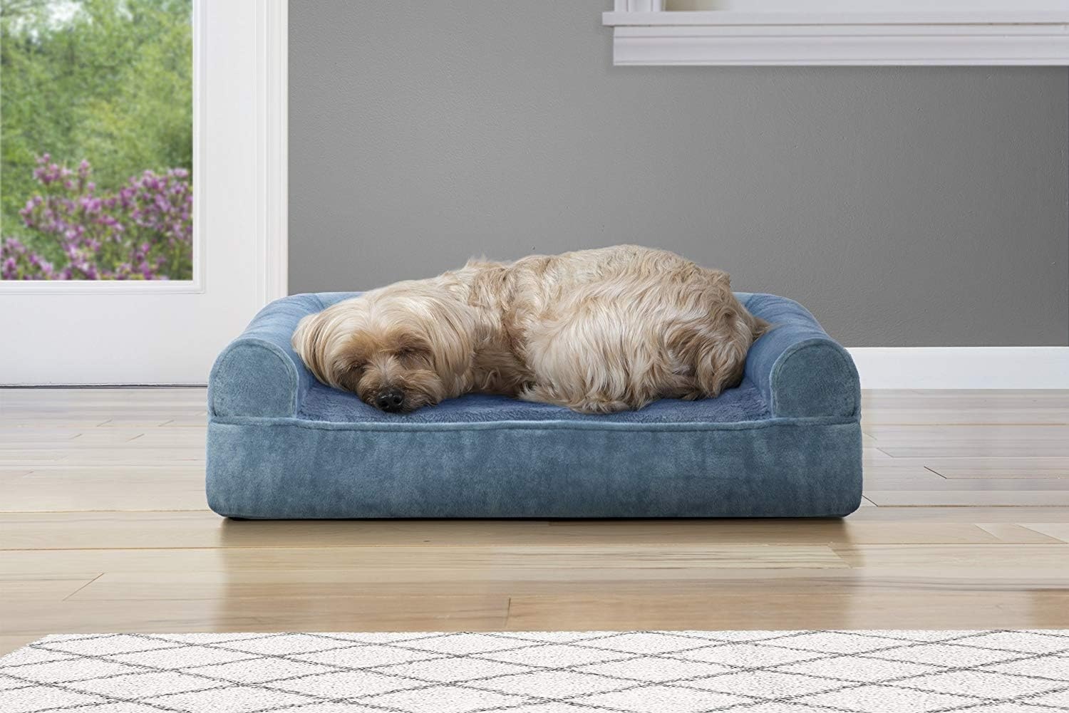 image:imageFurHaven Dog Bed Cover Replacement SofaStyle Design with Soft Breathable Fabric for Cozy Comfort Machine Washable Jumbo Plus XXL Plush amp Velvet Waves BrownstoneFaux Fur Velvet Harbor Blue