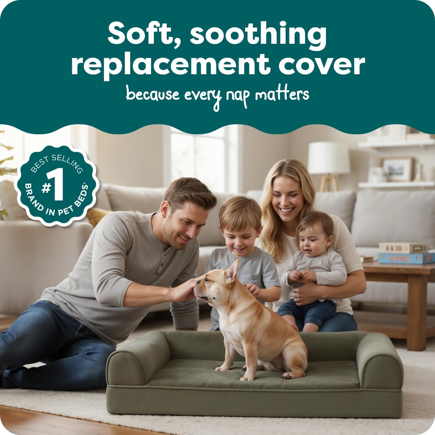 image:imageFurHaven Dog Bed Cover Replacement SofaStyle Design with Soft Breathable Fabric for Cozy Comfort Machine Washable Jumbo Plus XXL Plush amp Velvet Waves BrownstoneFaux Fur Velvet Dark Sage