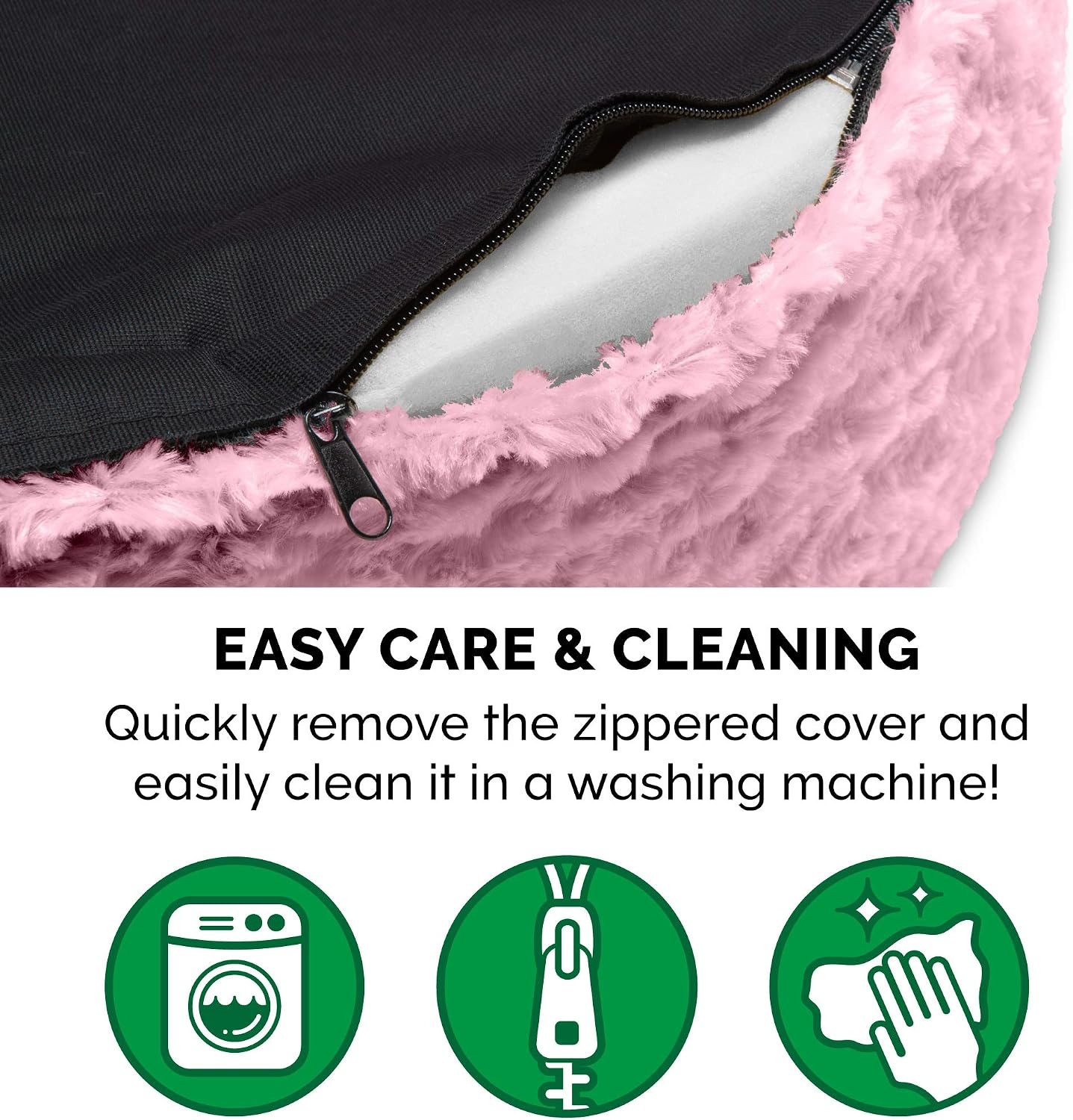 image:imageFurHaven Dog Bed for Small Dogs Oval Lounger with Soft Pillow Cushion Insert for Cozy Comfort Removable Washable Cover Small Faux Fur amp Suede GrayPlush Pink