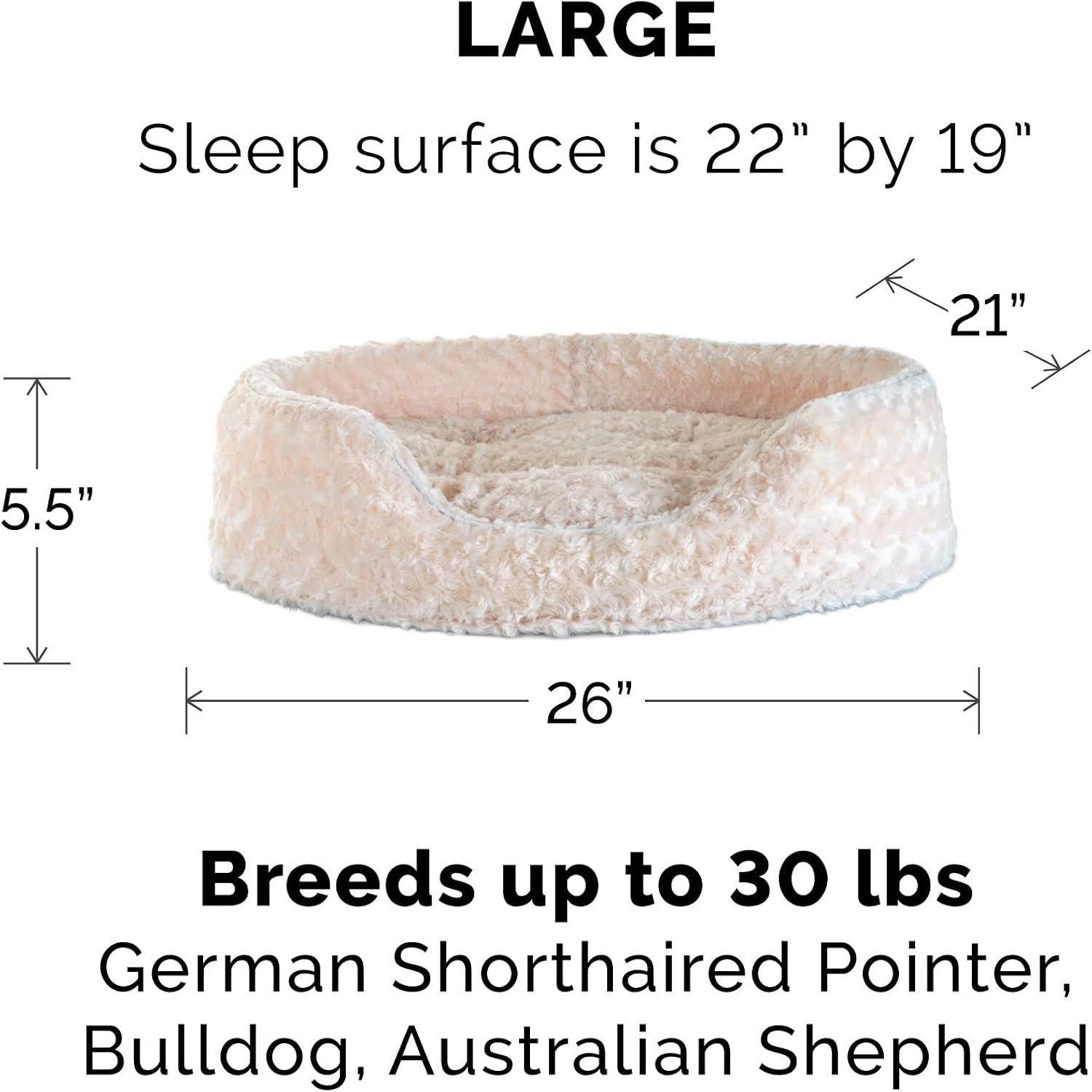 image:imageFurHaven Dog Bed for Small Dogs Oval Lounger with Soft Pillow Cushion Insert for Cozy Comfort Removable Washable Cover Small Faux Fur amp Suede GrayPlush Cream