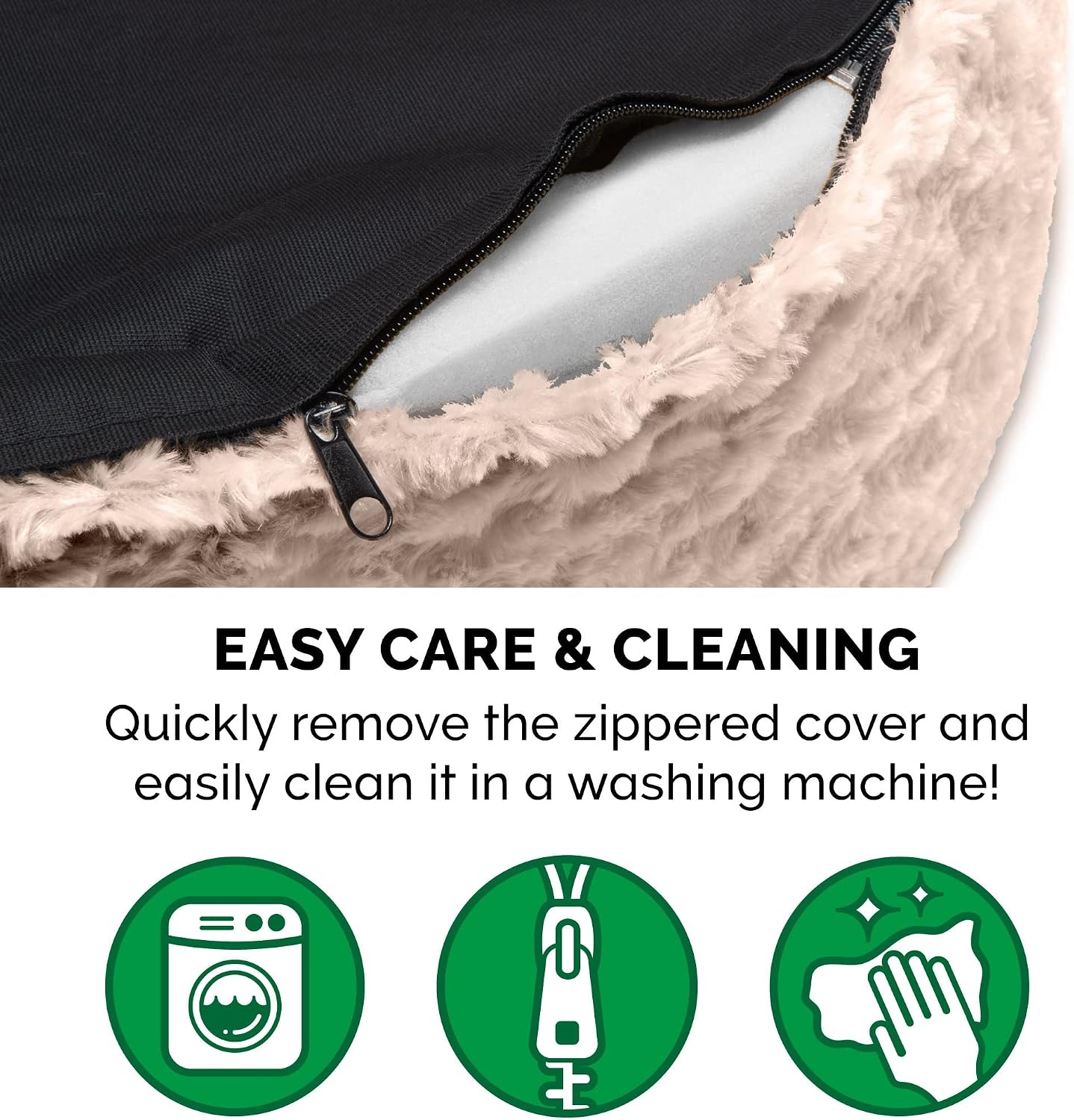 image:imageFurHaven Dog Bed for Small Dogs Oval Lounger with Soft Pillow Cushion Insert for Cozy Comfort Removable Washable Cover Small Faux Fur amp Suede GrayPlush Cream