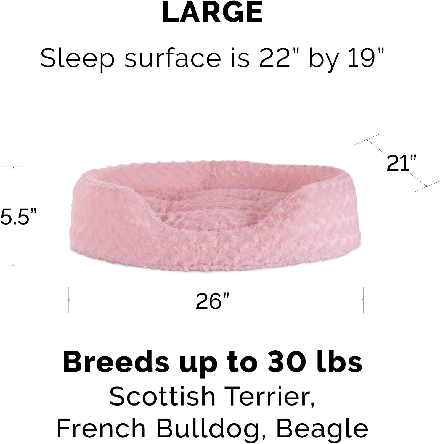 image:imageFurHaven Dog Bed for Small Dogs Oval Lounger with Soft Pillow Cushion Insert for Cozy Comfort Removable Washable Cover Small Faux Fur amp Suede GrayPlush Pink