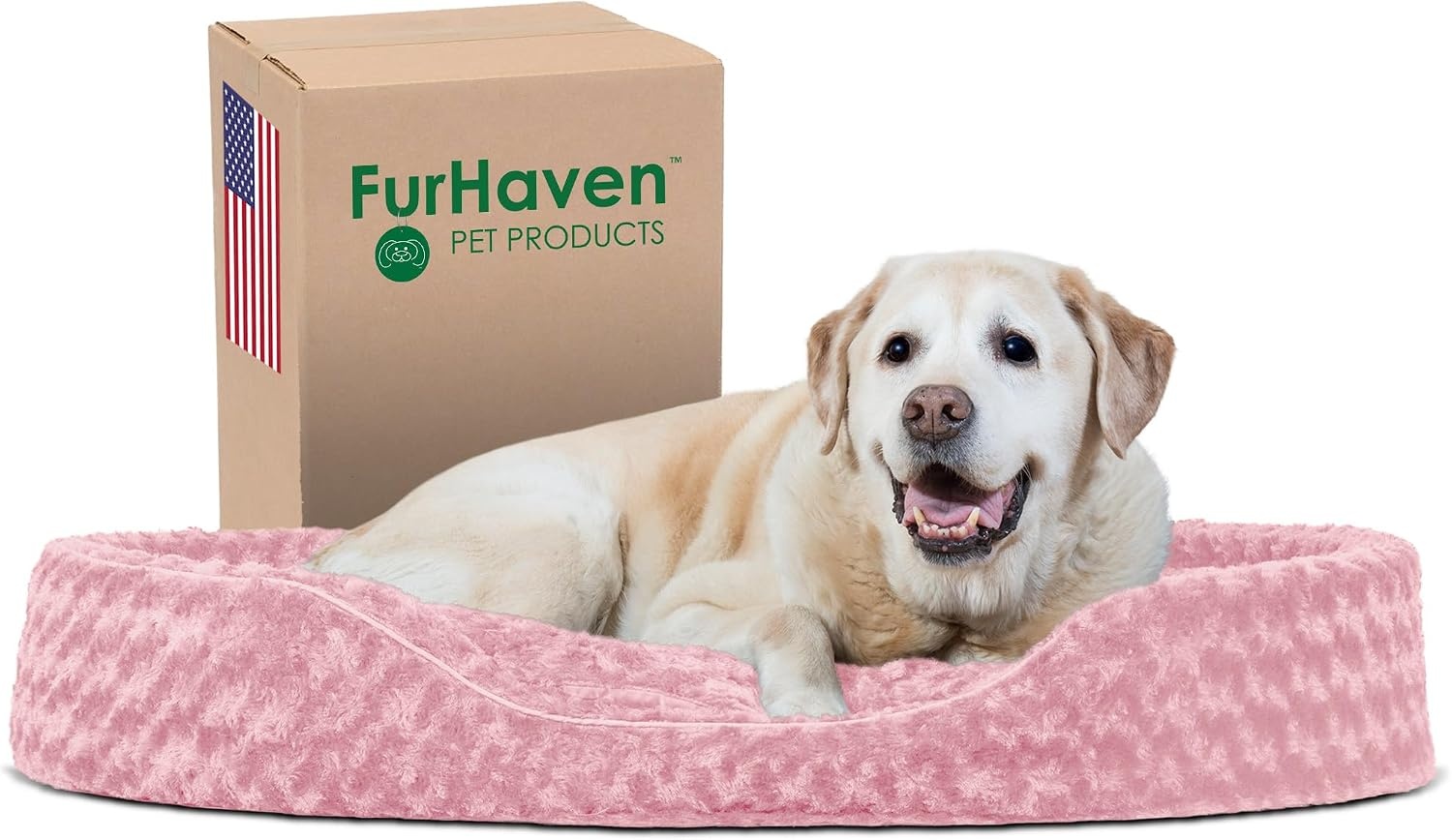 image:imageFurHaven Dog Bed for Small Dogs Oval Lounger with Soft Pillow Cushion Insert for Cozy Comfort Removable Washable Cover Small Faux Fur amp Suede GrayPlush Pink
