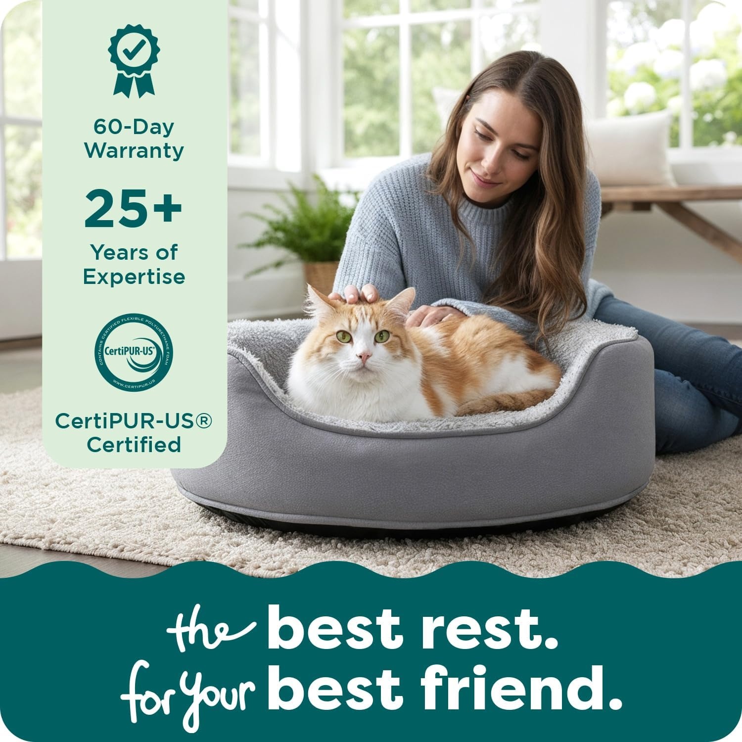 image:imageFurHaven Dog Bed for Small Dogs Oval Lounger with Soft Pillow Cushion Insert for Cozy Comfort Removable Washable Cover Small Faux Fur amp Suede GrayTwo Tone Gray