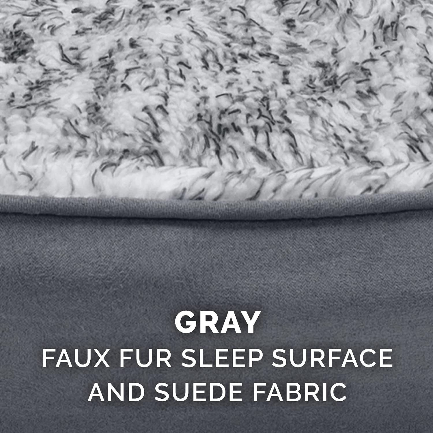 image:imageFurHaven Dog Bed for Small Dogs Oval Lounger with Soft Pillow Cushion Insert for Cozy Comfort Removable Washable Cover Small Faux Fur amp Suede GrayTwo Tone Gray