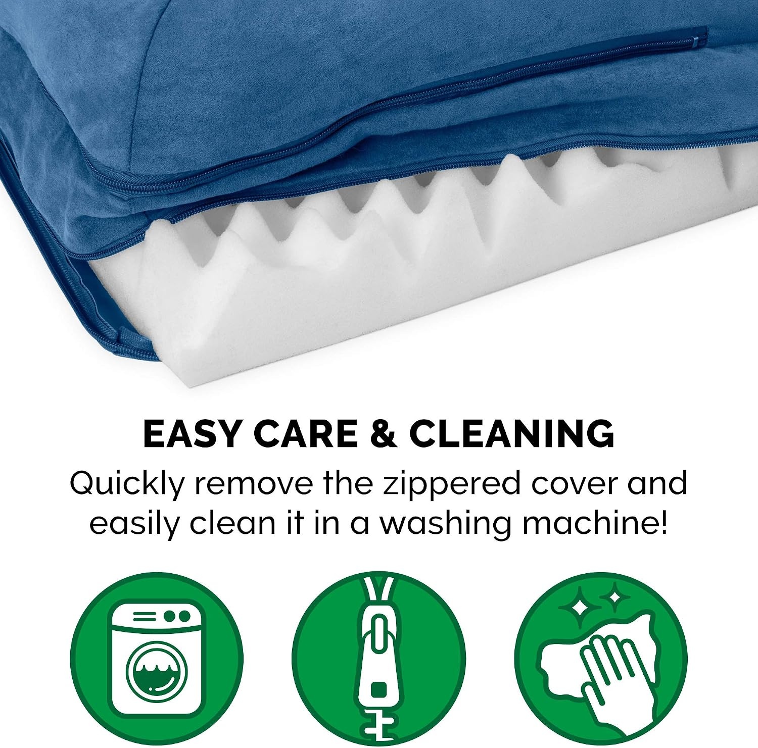 image:imageFurHaven Orthopedic Dog Bed for Large Dogs LShaped Chaise Contour Mattress with Solid Orthopedic Foam Slab for Joint Support Removable Washable Cover Jumbo Plus XXL Faux Fur amp Suede EspressoMarine Blue