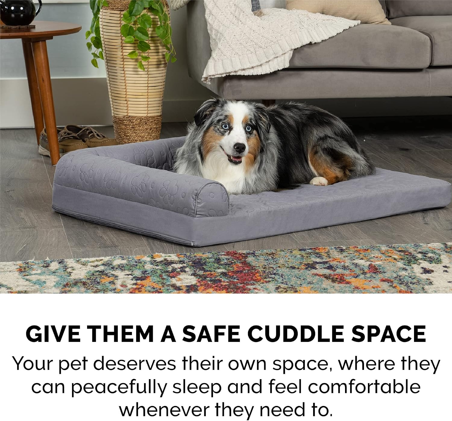 image:imageFurHaven Orthopedic Dog Bed for Large Dogs LShaped Chaise Contour Mattress with Solid Orthopedic Foam Slab for Joint Support Removable Washable Cover Jumbo Plus XXL Faux Fur amp Suede EspressoTitanium