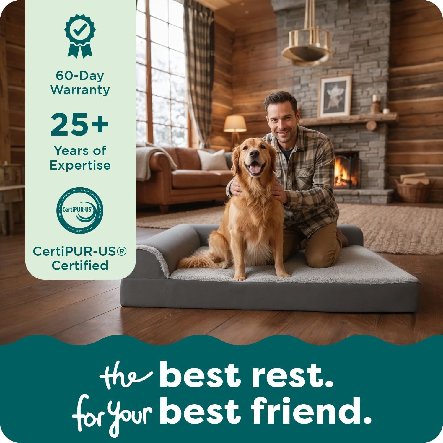 image:imageFurHaven Orthopedic Dog Bed for Large Dogs LShaped Chaise Contour Mattress with Solid Orthopedic Foam Slab for Joint Support Removable Washable Cover Jumbo Plus XXL Faux Fur amp Suede EspressoEspresso