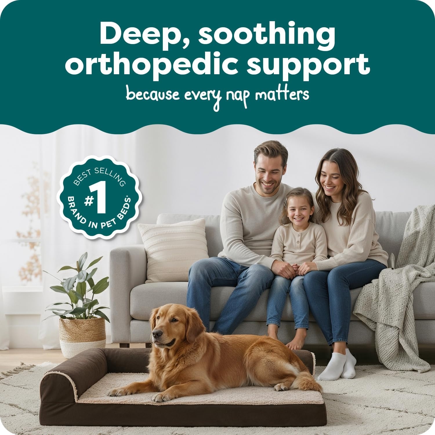image:imageFurHaven Orthopedic Dog Bed for Large Dogs LShaped Chaise Contour Mattress with Solid Orthopedic Foam Slab for Joint Support Removable Washable Cover Jumbo Plus XXL Faux Fur amp Suede EspressoEspresso
