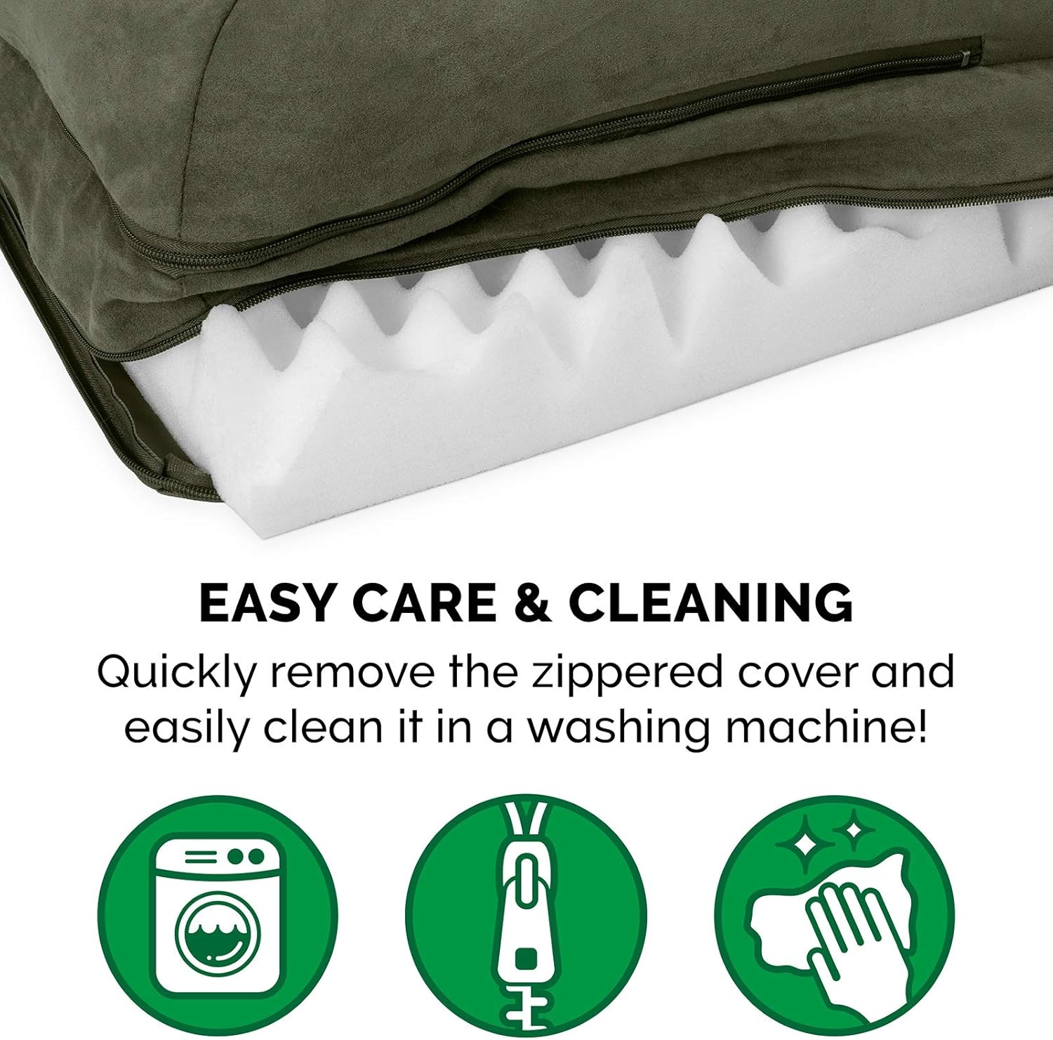 image:imageFurHaven Orthopedic Dog Bed for Large Dogs LShaped Chaise Contour Mattress with Solid Orthopedic Foam Slab for Joint Support Removable Washable Cover Jumbo Plus XXL Faux Fur amp Suede EspressoDark Sage