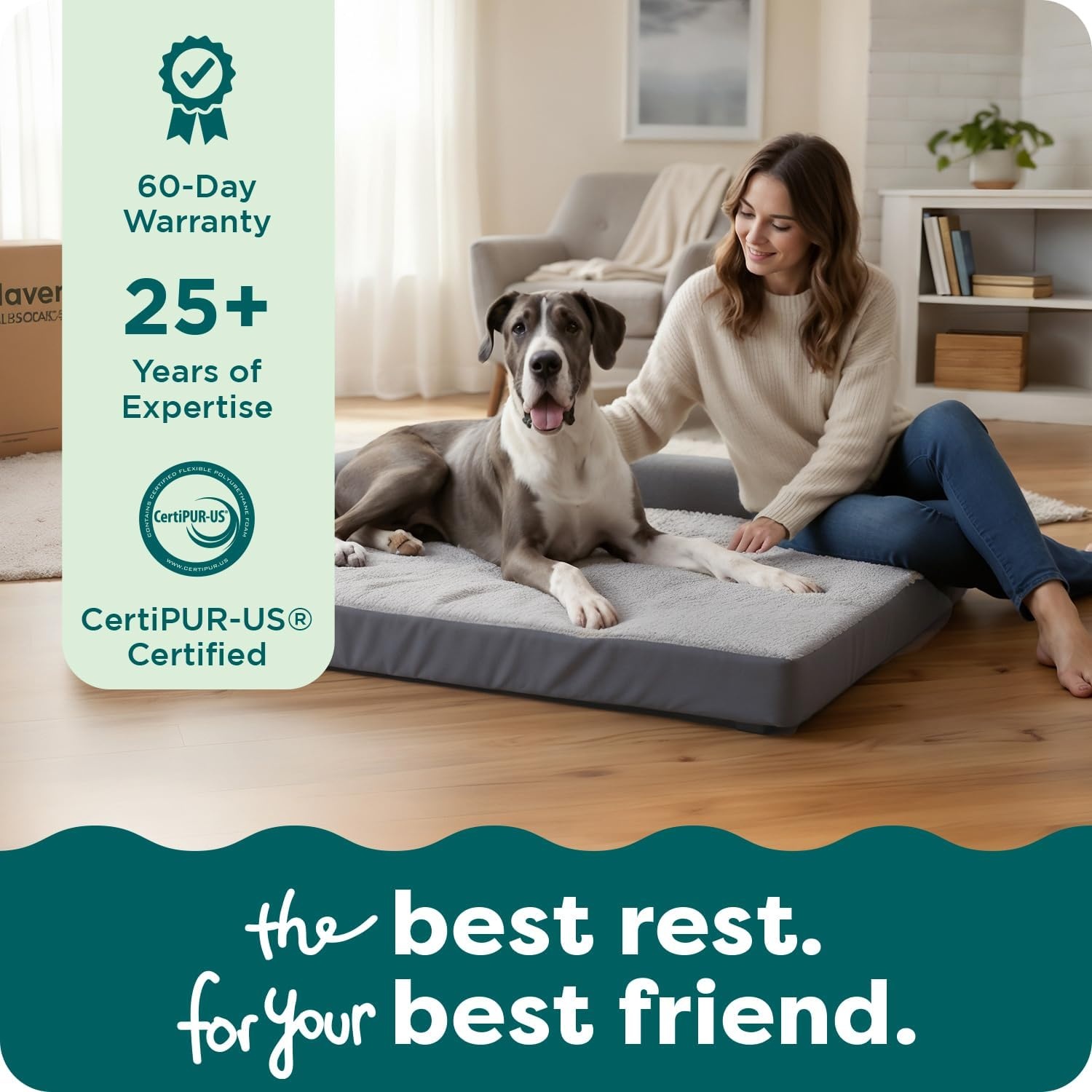 image:imageFurHaven Orthopedic Dog Bed for Large Dogs LShaped Chaise Contour Mattress with Solid Orthopedic Foam Slab for Joint Support Removable Washable Cover Jumbo Plus XXL Faux Fur amp Suede EspressoStone Gray