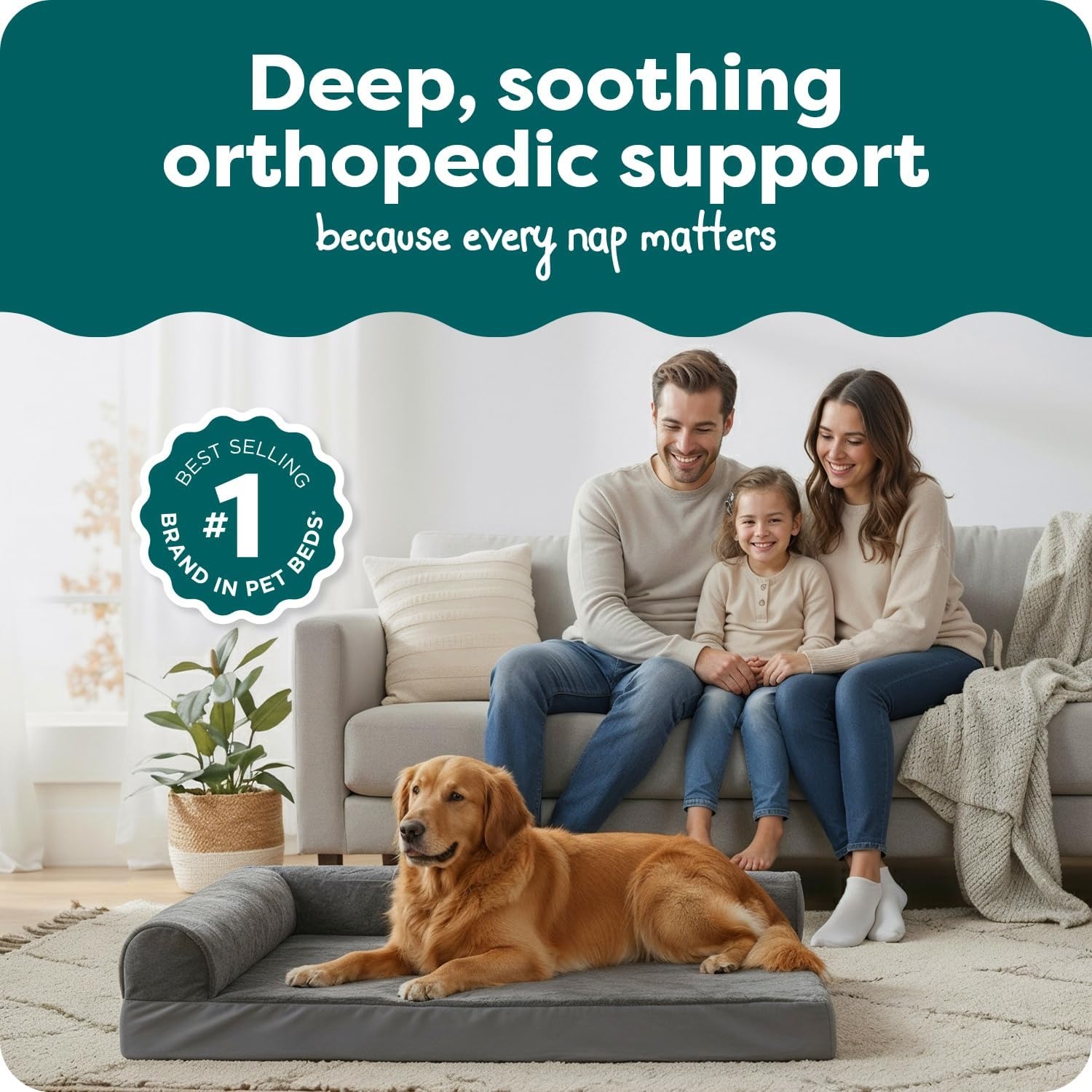 image:imageFurHaven Orthopedic Dog Bed for Large Dogs LShaped Chaise Contour Mattress with Solid Orthopedic Foam Slab for Joint Support Removable Washable Cover Jumbo Plus XXL Faux Fur amp Suede EspressoPlatinum Gray