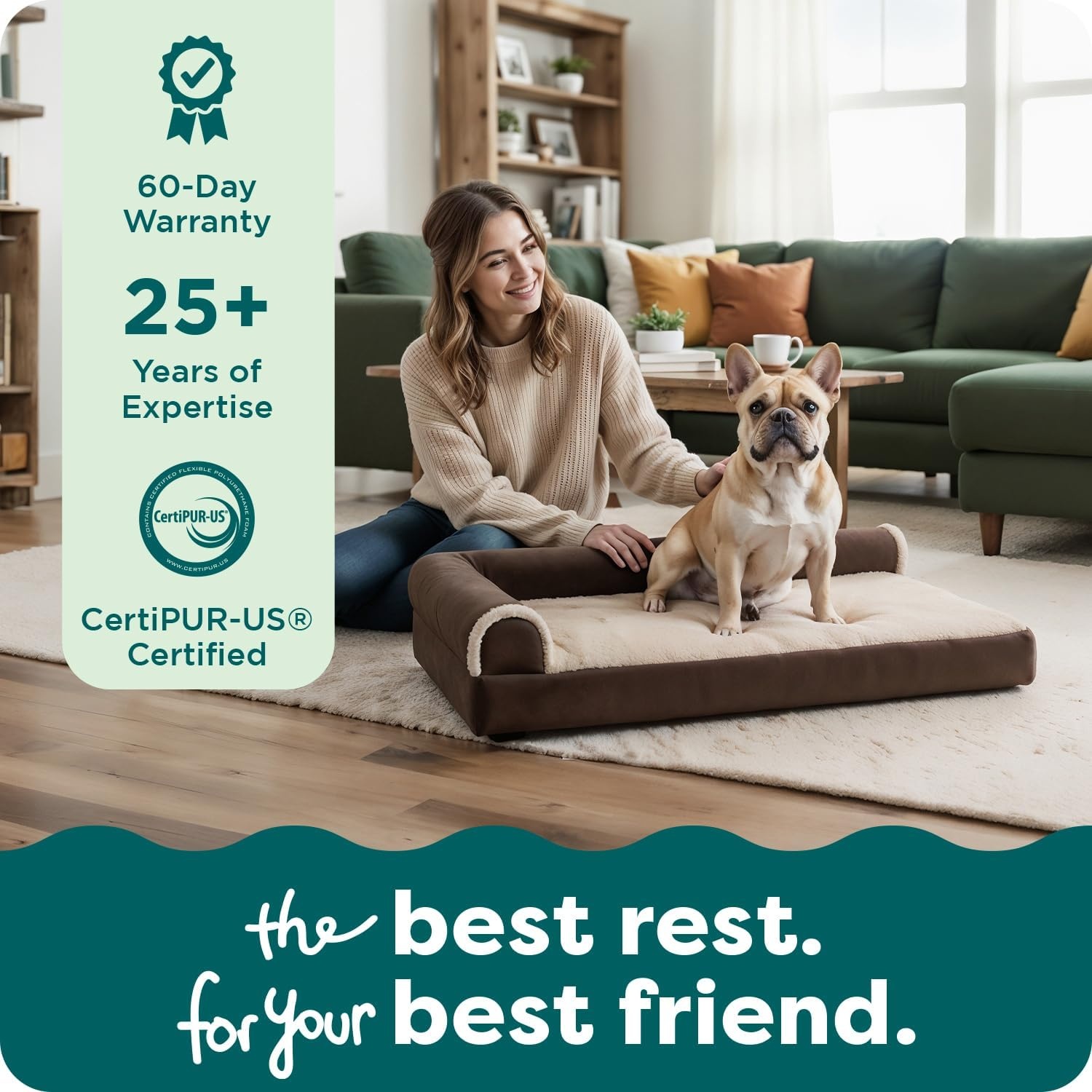 image:imageFurHaven Orthopedic Dog Bed for Large Dogs LShaped Chaise Contour Mattress with Solid Orthopedic Foam Slab for Joint Support Removable Washable Cover Jumbo Plus XXL Faux Fur amp Suede EspressoEspresso