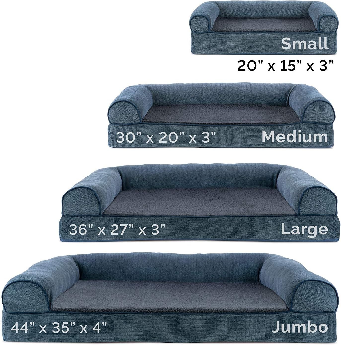 image:imageFurHaven Orthopedic Dog Bed for Large Dogs SofaStyle with Cool GelTop Foam with a Solid Orthopedic Foam Base for Joint Support Removable Washable Cover Jumbo XL Plush amp Suede GrayOrion Blue
