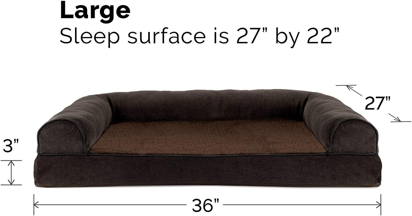image:imageFurHaven Orthopedic Dog Bed for Large Dogs SofaStyle with Cool GelTop Foam with a Solid Orthopedic Foam Base for Joint Support Removable Washable Cover Jumbo XL Plush amp Suede GrayCoffee