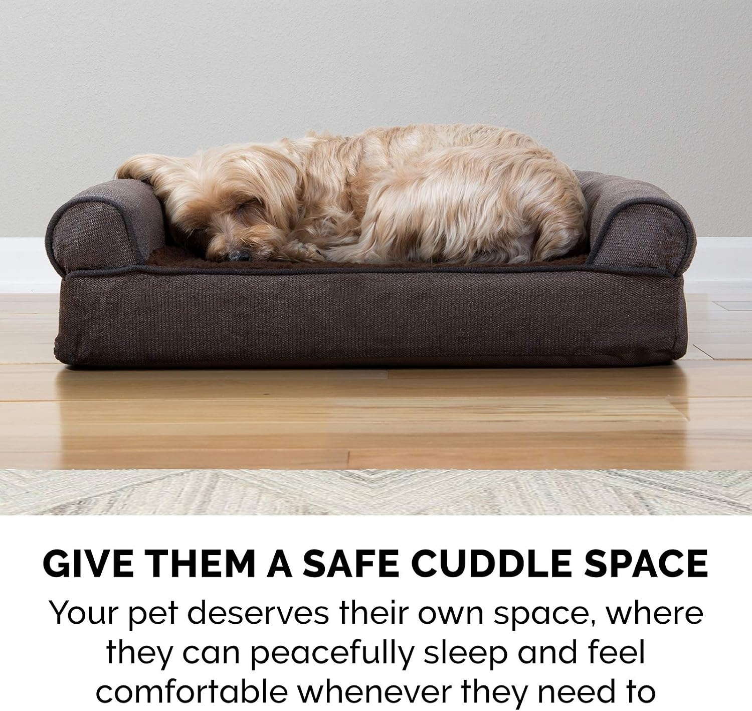 image:imageFurHaven Orthopedic Dog Bed for Large Dogs SofaStyle with Cool GelTop Foam with a Solid Orthopedic Foam Base for Joint Support Removable Washable Cover Jumbo XL Plush amp Suede GrayCoffee