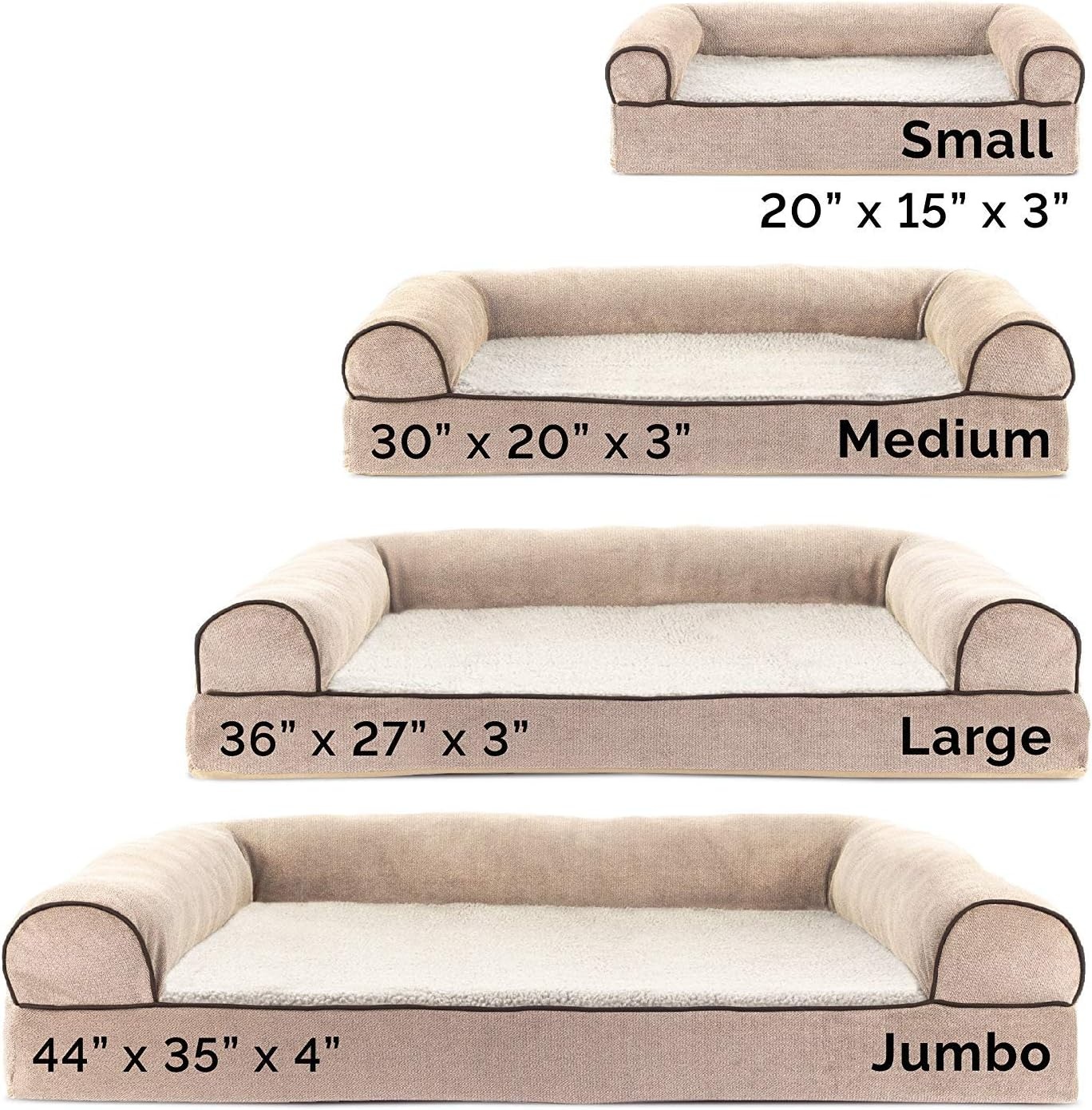 image:imageFurHaven Orthopedic Dog Bed for Large Dogs SofaStyle with Cool GelTop Foam with a Solid Orthopedic Foam Base for Joint Support Removable Washable Cover Jumbo XL Plush amp Suede GrayCream