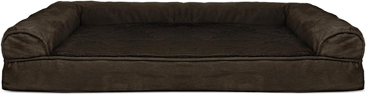image:imageFurHaven Orthopedic Dog Bed for Large Dogs SofaStyle with Cool GelTop Foam with a Solid Orthopedic Foam Base for Joint Support Removable Washable Cover Jumbo XL Plush amp Suede GrayEspresso