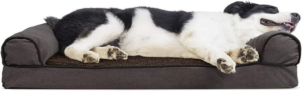 image:imageFurHaven Orthopedic Dog Bed for Large Dogs SofaStyle with Cool GelTop Foam with a Solid Orthopedic Foam Base for Joint Support Removable Washable Cover Jumbo XL Plush amp Suede GrayCoffee