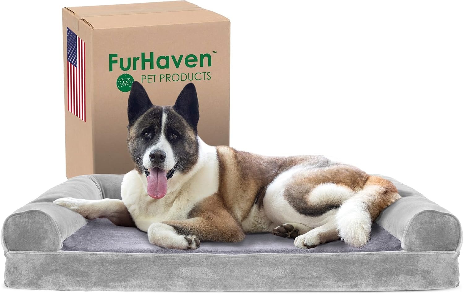 image:imageFurHaven Orthopedic Dog Bed for Large Dogs SofaStyle with Cool GelTop Foam with a Solid Orthopedic Foam Base for Joint Support Removable Washable Cover Jumbo XL Plush amp Suede GraySmoke Gray
