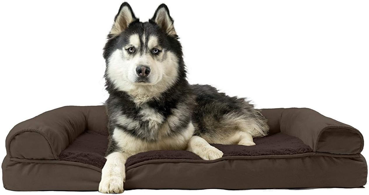 image:imageFurHaven Orthopedic Dog Bed for Large Dogs SofaStyle with Cool GelTop Foam with a Solid Orthopedic Foam Base for Joint Support Removable Washable Cover Jumbo XL Plush amp Suede GrayEspresso