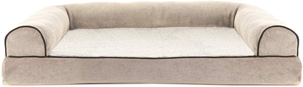 image:imageFurHaven Orthopedic Dog Bed for Large Dogs SofaStyle with Cool GelTop Foam with a Solid Orthopedic Foam Base for Joint Support Removable Washable Cover Jumbo XL Plush amp Suede GrayCream