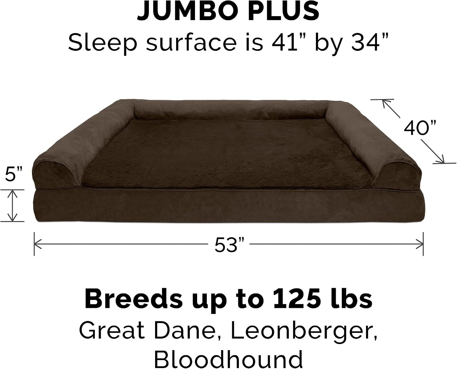 image:imageFurHaven Orthopedic Dog Bed for Large Dogs SofaStyle with Cool GelTop Foam with a Solid Orthopedic Foam Base for Joint Support Removable Washable Cover Jumbo XL Plush amp Suede GrayEspresso