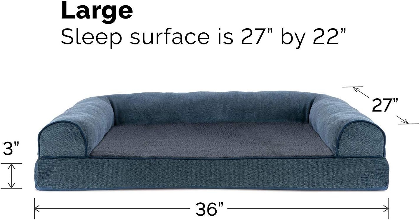 image:imageFurHaven Orthopedic Dog Bed for Large Dogs SofaStyle with Cool GelTop Foam with a Solid Orthopedic Foam Base for Joint Support Removable Washable Cover Jumbo XL Plush amp Suede GrayOrion Blue