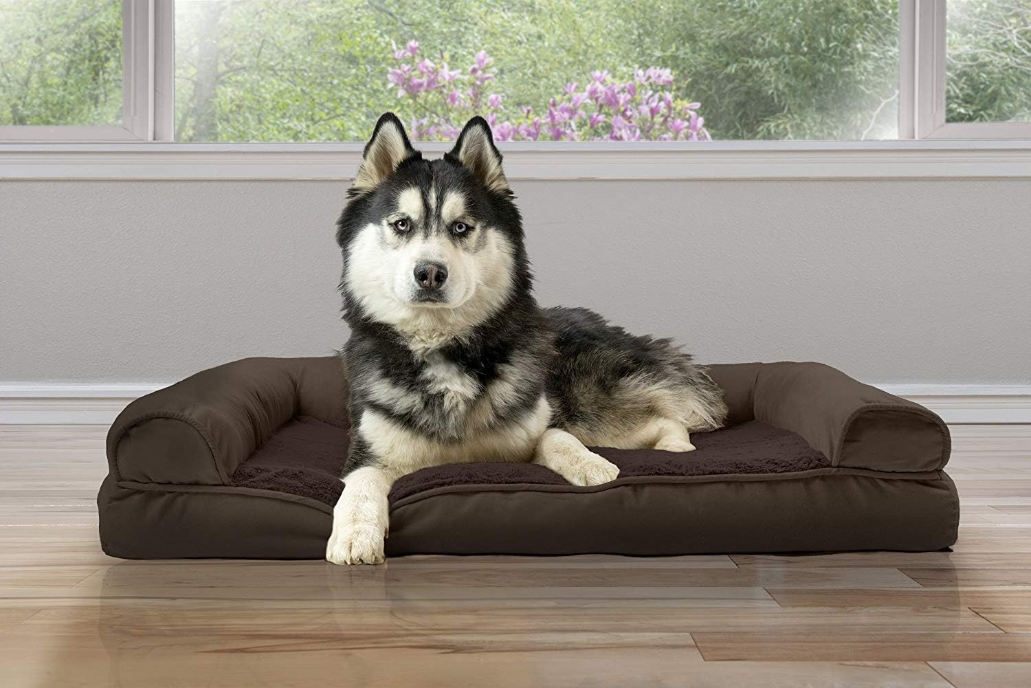 image:imageFurHaven Orthopedic Dog Bed for Large Dogs SofaStyle with Cool GelTop Foam with a Solid Orthopedic Foam Base for Joint Support Removable Washable Cover Jumbo XL Plush amp Suede GrayEspresso