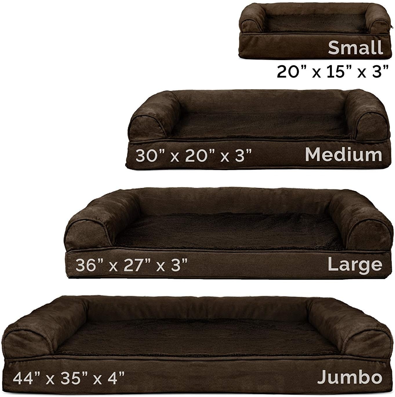 image:imageFurHaven Orthopedic Dog Bed for Large Dogs SofaStyle with Cool GelTop Foam with a Solid Orthopedic Foam Base for Joint Support Removable Washable Cover Jumbo XL Plush amp Suede GrayEspresso
