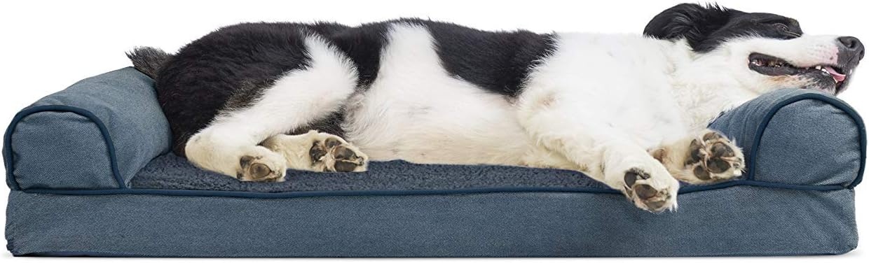 image:imageFurHaven Orthopedic Dog Bed for Large Dogs SofaStyle with Cool GelTop Foam with a Solid Orthopedic Foam Base for Joint Support Removable Washable Cover Jumbo XL Plush amp Suede GrayOrion Blue