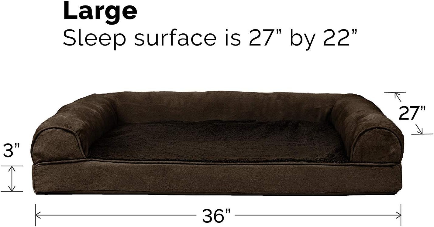 image:imageFurHaven Orthopedic Dog Bed for Large Dogs SofaStyle with Cool GelTop Foam with a Solid Orthopedic Foam Base for Joint Support Removable Washable Cover Jumbo XL Plush amp Suede GrayEspresso