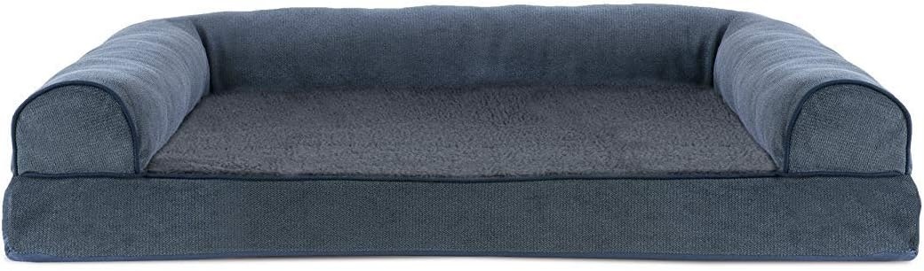 image:imageFurHaven Orthopedic Dog Bed for Large Dogs SofaStyle with Cool GelTop Foam with a Solid Orthopedic Foam Base for Joint Support Removable Washable Cover Jumbo XL Plush amp Suede GrayOrion Blue