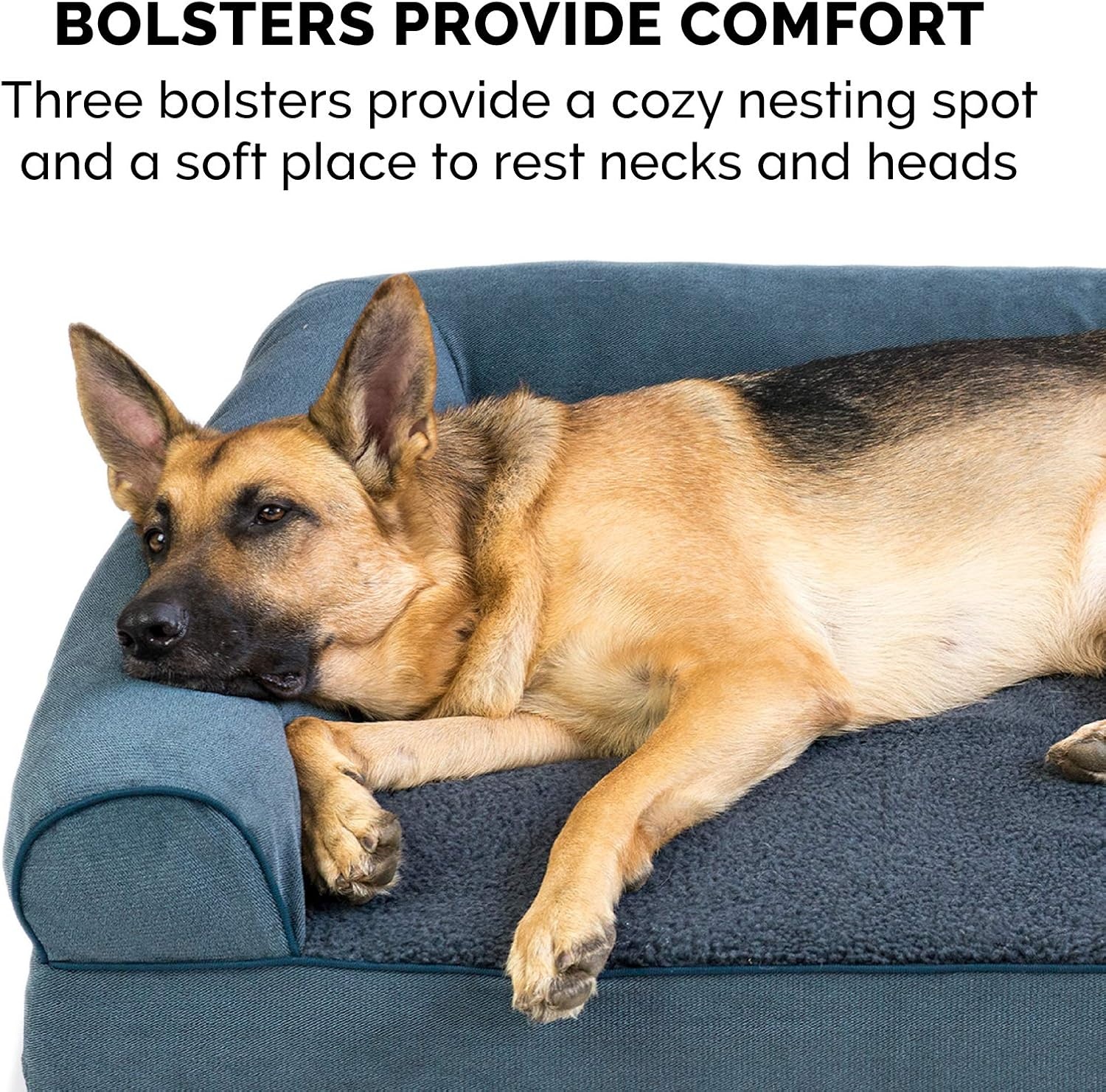 image:imageFurHaven Orthopedic Dog Bed for Large Dogs SofaStyle with Cool GelTop Foam with a Solid Orthopedic Foam Base for Joint Support Removable Washable Cover Jumbo XL Plush amp Suede GrayOrion Blue