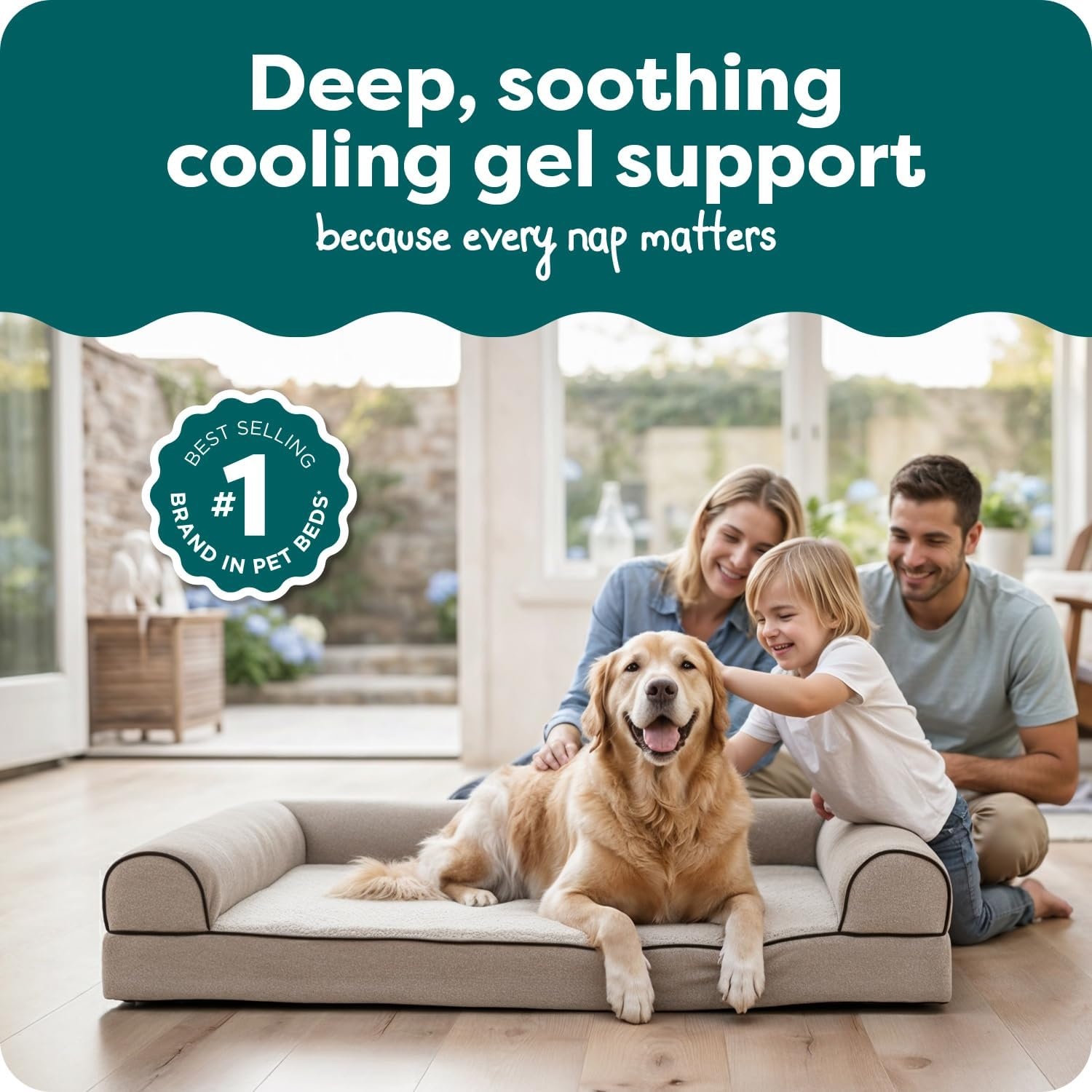image:imageFurHaven Orthopedic Dog Bed for Large Dogs SofaStyle with Cool GelTop Foam with a Solid Orthopedic Foam Base for Joint Support Removable Washable Cover Jumbo XL Plush amp Suede GrayCream