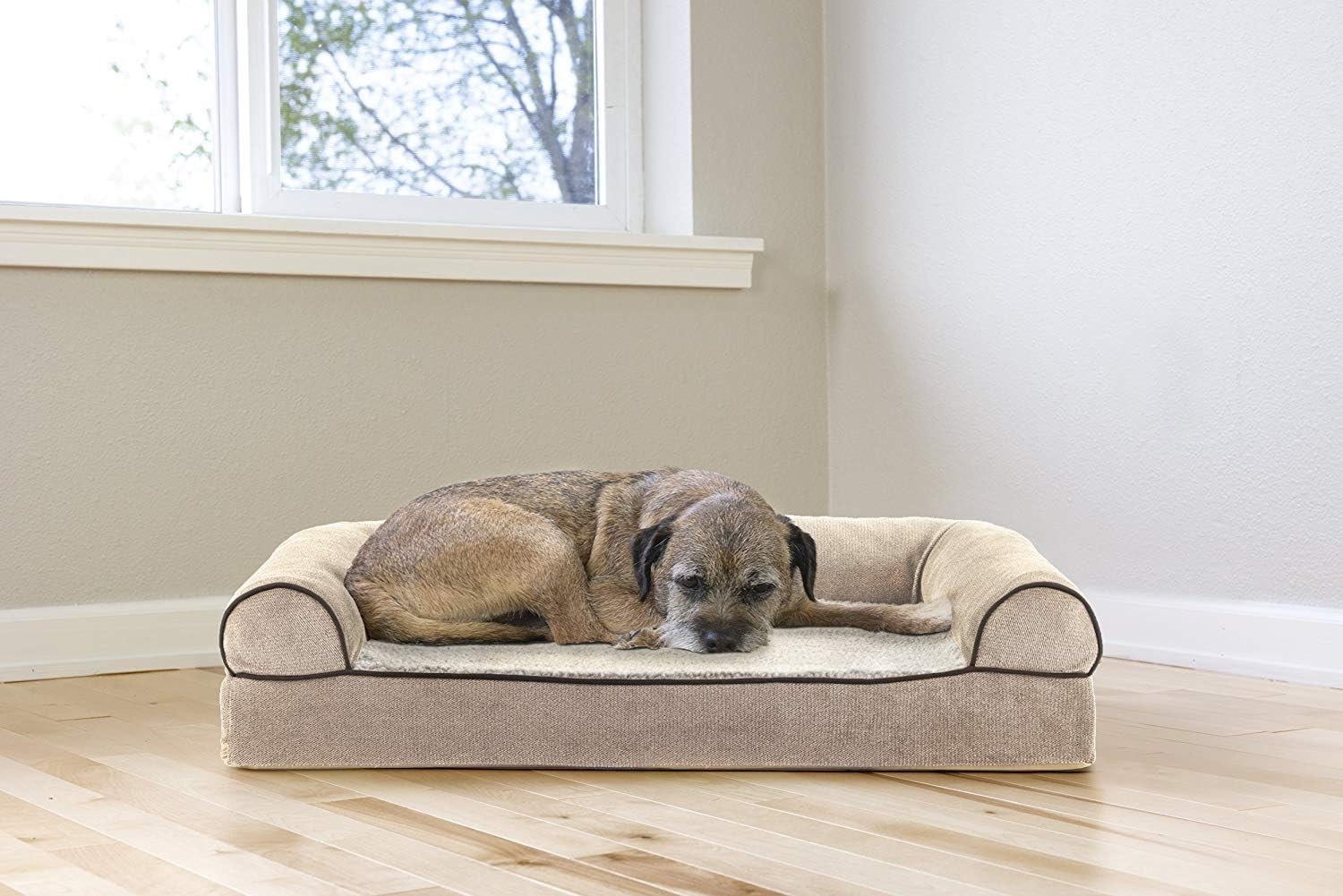 image:imageFurHaven Orthopedic Dog Bed for Large Dogs SofaStyle with Cool GelTop Foam with a Solid Orthopedic Foam Base for Joint Support Removable Washable Cover Jumbo XL Plush amp Suede GrayCream