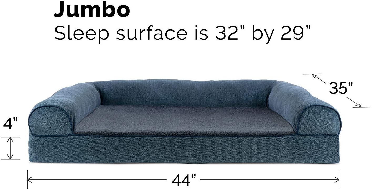 image:imageFurHaven Orthopedic Dog Bed for Large Dogs SofaStyle with Cool GelTop Foam with a Solid Orthopedic Foam Base for Joint Support Removable Washable Cover Jumbo XL Plush amp Suede GrayOrion Blue