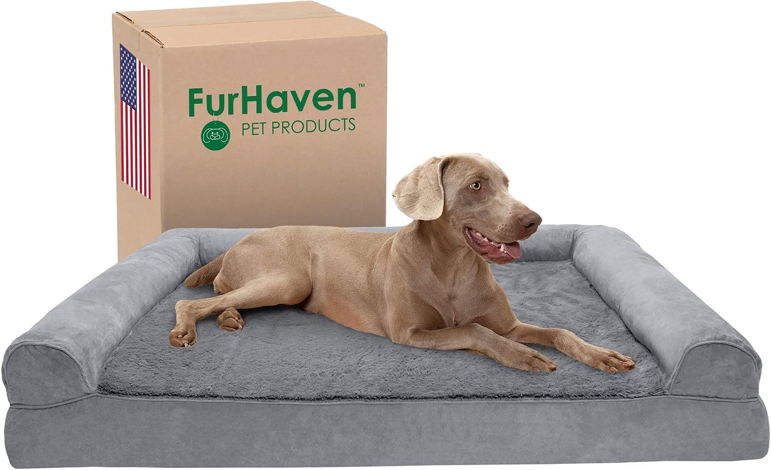 image:imageFurHaven Orthopedic Dog Bed for Large Dogs SofaStyle with Cool GelTop Foam with a Solid Orthopedic Foam Base for Joint Support Removable Washable Cover Jumbo XL Plush amp Suede GrayGray
