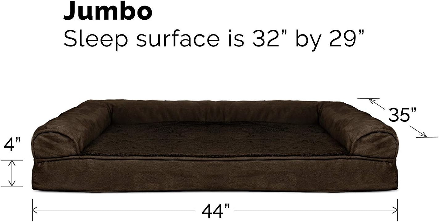image:imageFurHaven Orthopedic Dog Bed for Large Dogs SofaStyle with Cool GelTop Foam with a Solid Orthopedic Foam Base for Joint Support Removable Washable Cover Jumbo XL Plush amp Suede GrayEspresso