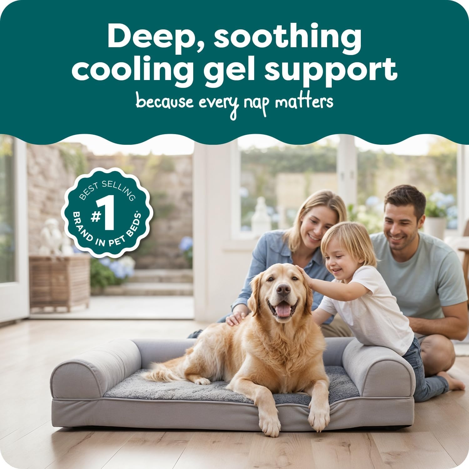 image:imageFurHaven Orthopedic Dog Bed for Large Dogs SofaStyle with Cool GelTop Foam with a Solid Orthopedic Foam Base for Joint Support Removable Washable Cover Jumbo XL Plush amp Suede GrayGray