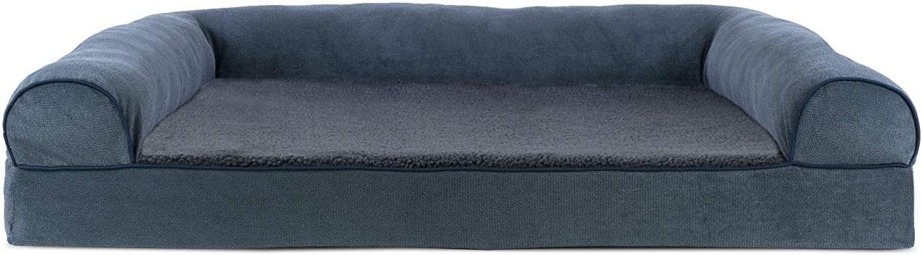 image:imageFurHaven Orthopedic Dog Bed for Large Dogs SofaStyle with Cool GelTop Foam with a Solid Orthopedic Foam Base for Joint Support Removable Washable Cover Jumbo XL Plush amp Suede GrayOrion Blue
