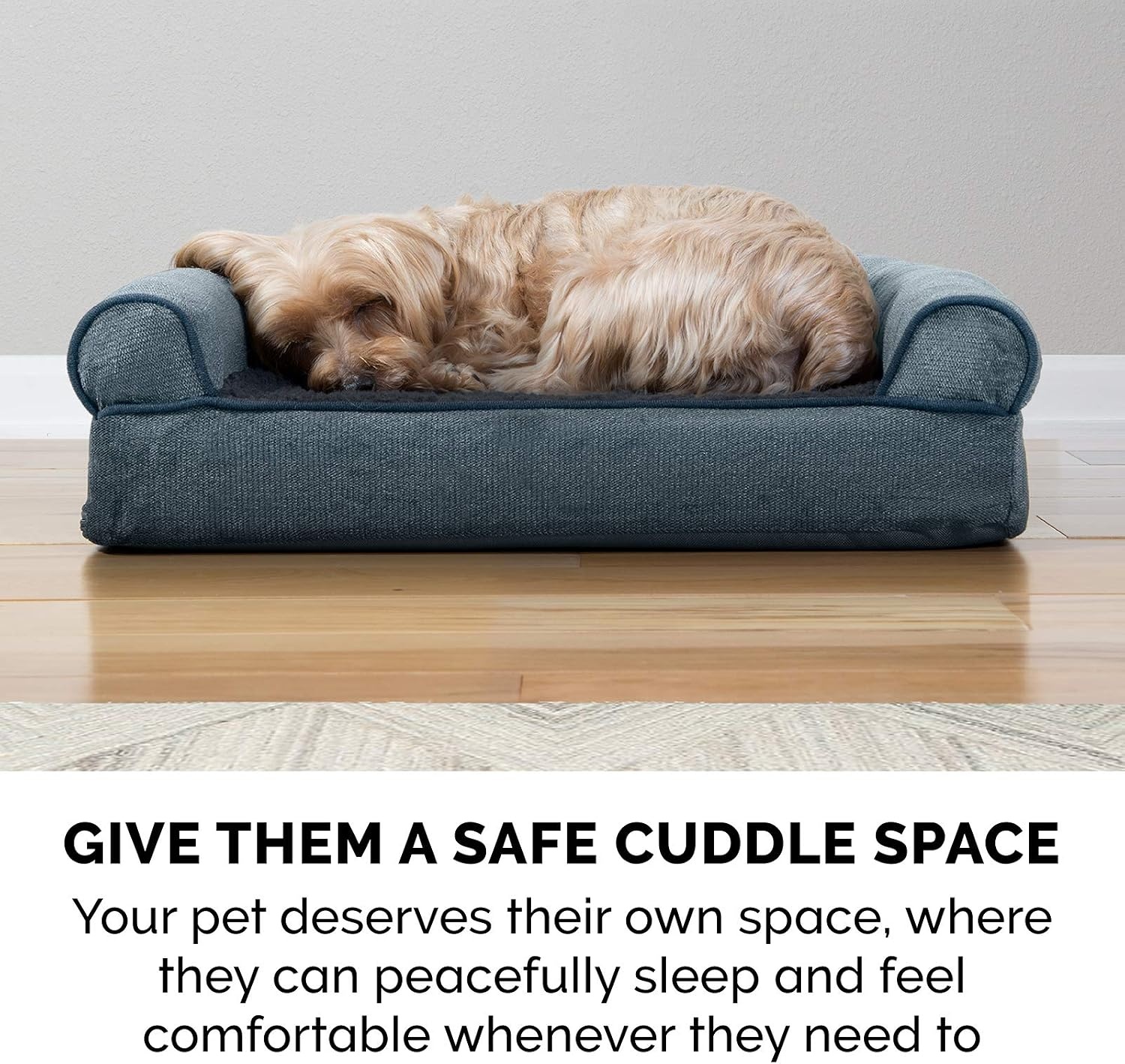 image:imageFurHaven Orthopedic Dog Bed for Large Dogs SofaStyle with Cool GelTop Foam with a Solid Orthopedic Foam Base for Joint Support Removable Washable Cover Jumbo XL Plush amp Suede GrayOrion Blue
