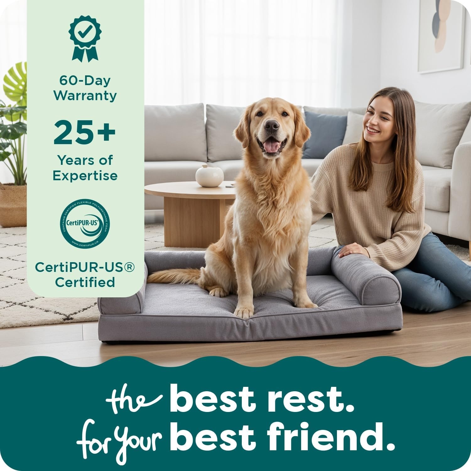 image:imageFurHaven Orthopedic Dog Bed for Large Dogs SofaStyle with Cool GelTop Foam with a Solid Orthopedic Foam Base for Joint Support Removable Washable Cover Jumbo XL Plush amp Suede GrayCream