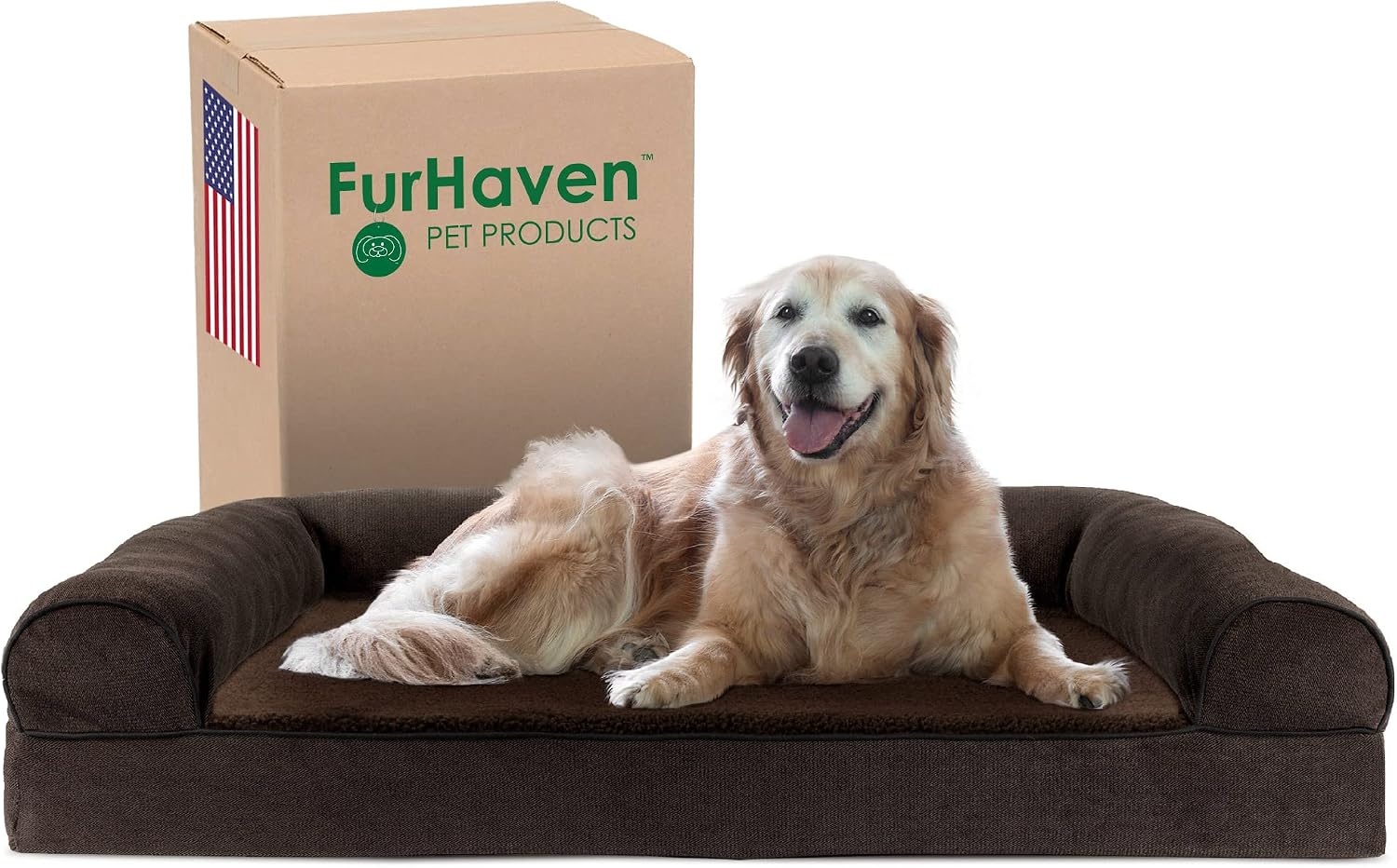 image:imageFurHaven Orthopedic Dog Bed for Large Dogs SofaStyle with Cool GelTop Foam with a Solid Orthopedic Foam Base for Joint Support Removable Washable Cover Jumbo XL Plush amp Suede GrayCoffee