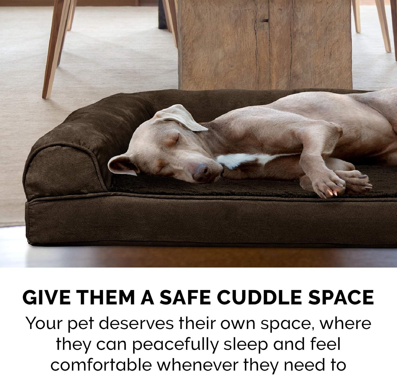 image:imageFurHaven Orthopedic Dog Bed for Large Dogs SofaStyle with Cool GelTop Foam with a Solid Orthopedic Foam Base for Joint Support Removable Washable Cover Jumbo XL Plush amp Suede GrayEspresso