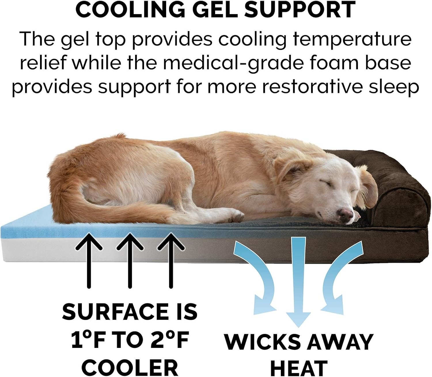 image:imageFurHaven Orthopedic Dog Bed for Large Dogs SofaStyle with Cool GelTop Foam with a Solid Orthopedic Foam Base for Joint Support Removable Washable Cover Jumbo XL Plush amp Suede GrayEspresso