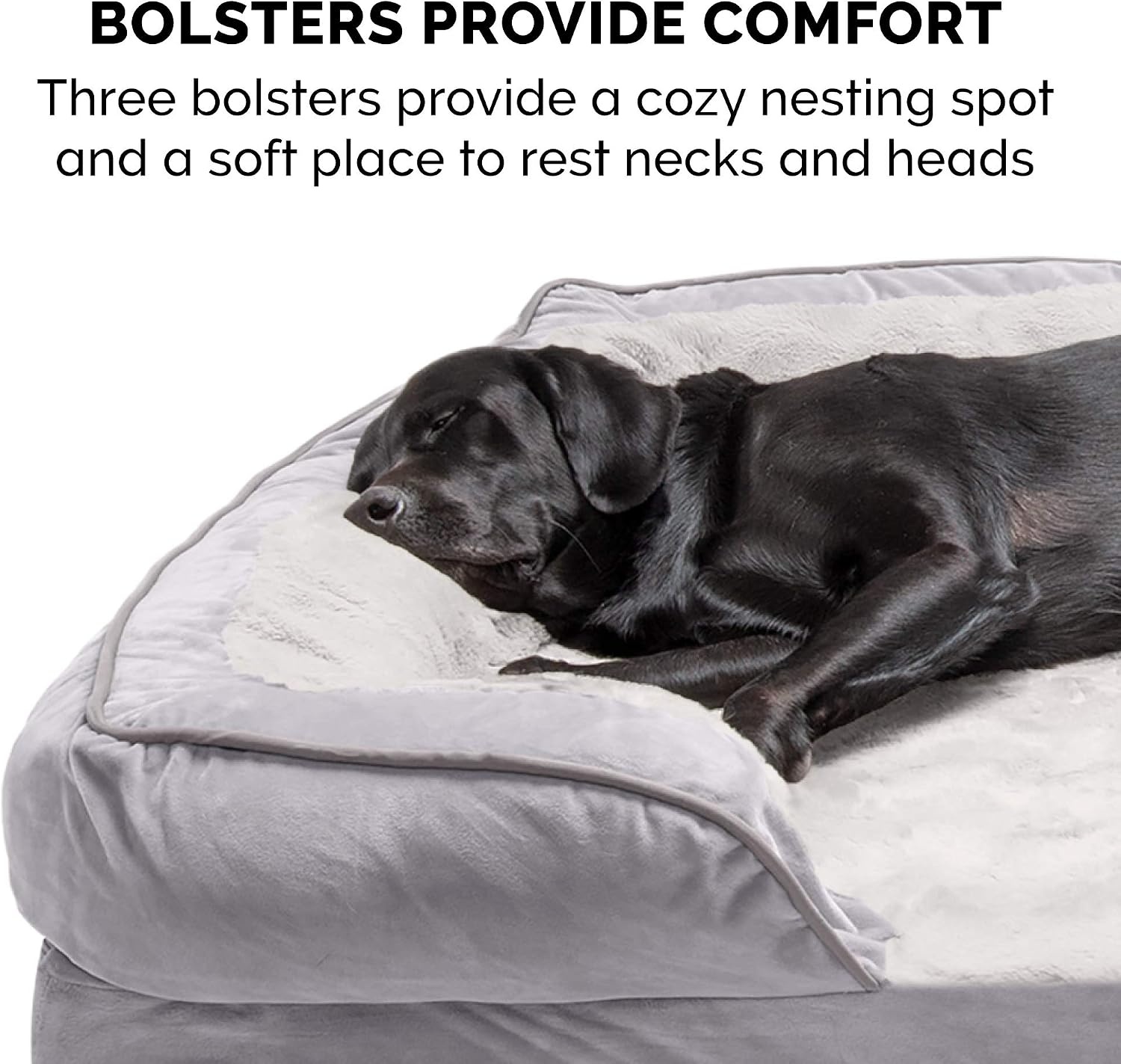 image:imageFurHaven Orthopedic Dog Bed for Medium Dogs Perfect Comfort Sofa with Removable Bolsters with Orthopedic Egg Crate Foam for Joint Support Washable Cover Medium Plush amp Velvet Waves BrownstoneGranite Gray